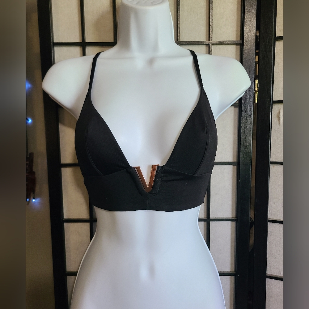 Victoria's Secret Very Sexy Plunge Bralette Gold V in Black sz S